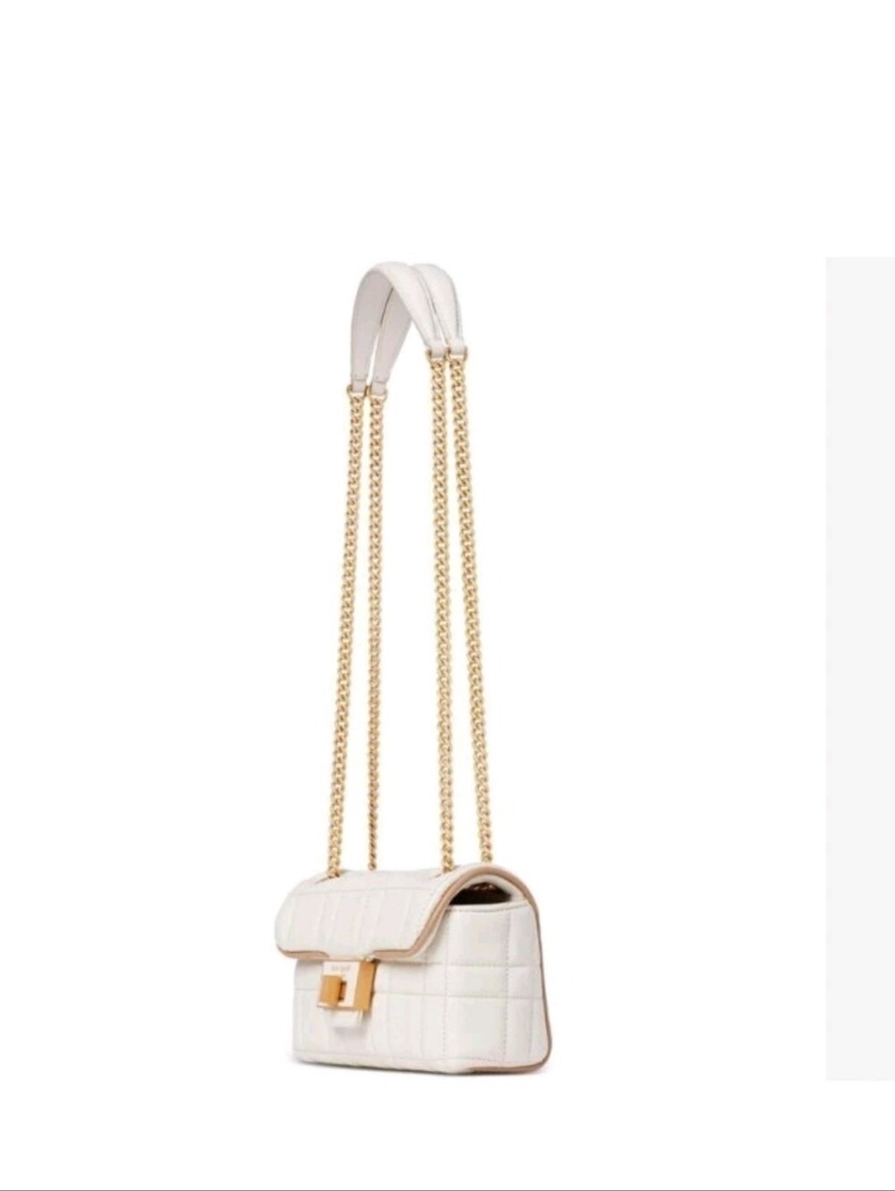 Kate spade evelyn quilted bag small shoulder crossbody (ivory white, gold) - Picture 4 of 12